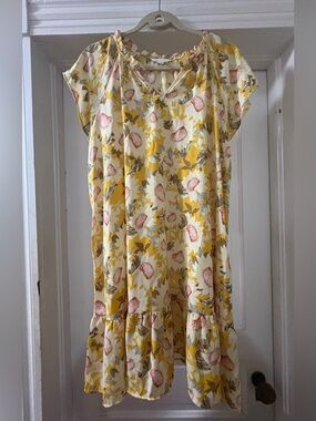 LC Lauren Conrad Yellow Floral Midi Dress Size XL